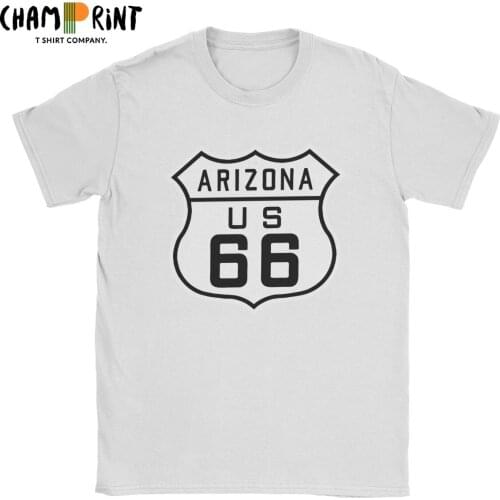 US Route 66 Arizona 1926 Highway Men T Shirt Casual Tee Shirt Short Sleeve Round Neck T-Shirts 100% Cotton Plus Size Tops