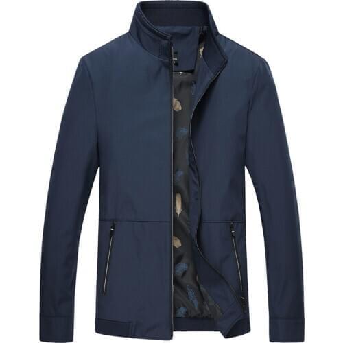 2019 New Spring Casual Mens Jacket Thin Male Polyester Zipper Pocket Jackets Solid Navy Quality Men Coats Fashion Varsity Jacket