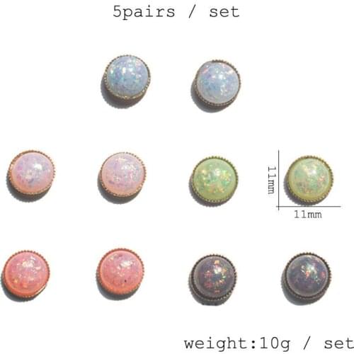 5pcs/set Colorful Stud Earring set For Women Simple Cute Small Earrings 2021New Fashion Fmale Jewelry Gift Party