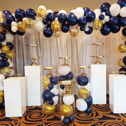 60pcs Blue White Balloons Set Indoor Outdoor Birthday Wedding Party Decoration Festival Decor Round Sequin Ballon Kids Air Ball