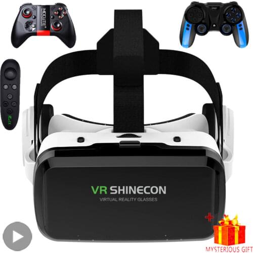 Virtual Reality Glasses 3D VR Headset Smart Helmet for Smartphones Cell Phone Bluetooth Lenses with Controller Binoculars Gaming