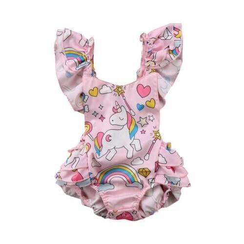 Toddler Babys Girls Clothes Summer Short Sleeve Ruffle Backless Straps Cute Bodysuit Outfits Set Baby Girl Clothes