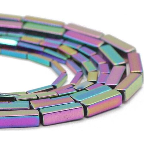 Multicoloured Rectangle Cuboid Square Natural Stone Hematite Spacer Loose Beads For Jewelry Making Handmade DIY Pendant 4/6/9MM