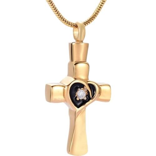 Religious Cross Cremation Jewelry Birthstone Cross Pendant Memorial Urn Necklace for Men/Women, Ashes Holder Cremation Keepsake
