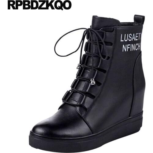 Handmade Big Size Brand Women Winter Boots Genuine Leather Custom Fur Wedge Fall 10 Autumn Black Short High Heel Shoes Ankle