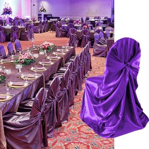 Hot Sale New 21 Color Self Tie Universal Satin Chair Cover For Wedding Party Banquet Event Xmas Decorations Restaurant Supplier