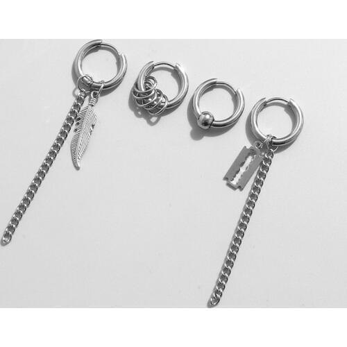 4pcs/set KPOP Korean bangtan Boys DNA V Wing Leaf Feather Stud Earrings Fashion punk Jewelry Accessories For Mens Womens Earring