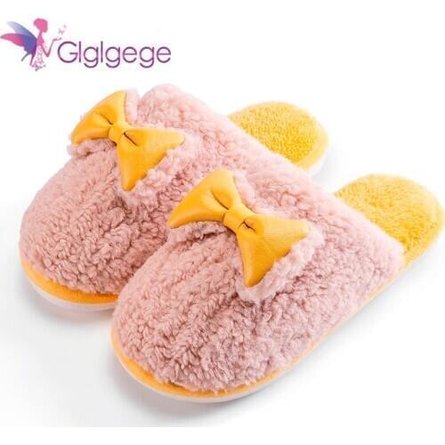 Glglgege Womens slippers Short plush 2020 Winter Slippers for Home Cotton Unisex slippers comfortable Soft Ladies Indoor shoes