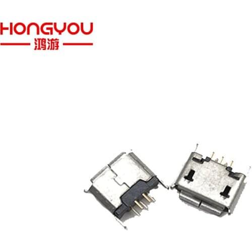 2pcs Mini Vertical Micro USB 5P 5pin Female Seat 180 Degree DIP Direct Plug In USB Connector Charger USB Tail Charging Socket