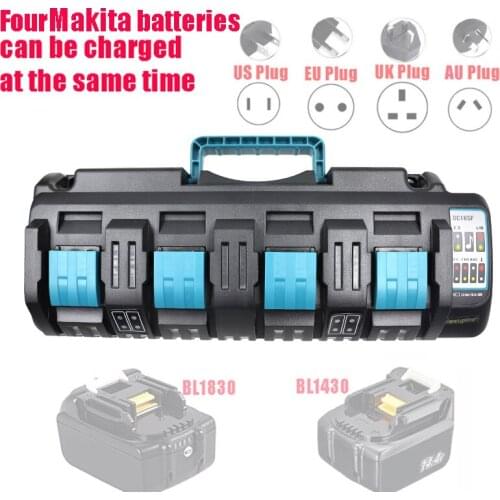 For Makita DC18SF BL1430 BL1830 14.4V 18V Li-ion Charger Rapid Optimum 4-Port 2A Charging Current Replacement Battery Charger