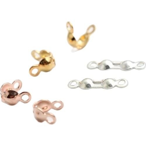 200pcs/lot 7*4mm Gold Ball Chain Connector Clasps Calottes End Crimps Beads for Making Jewelry Findings Handmade Diy Wholesale