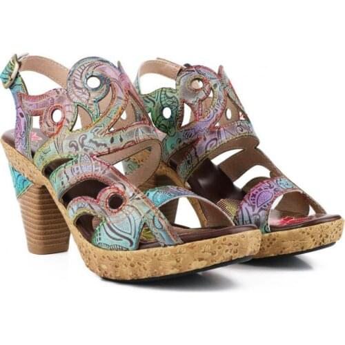 YourSeason Ladies Summer Shoes Genuine Leather Mixed Colors New Concise Platform Women Ethnic Buckle Strap Sandals 2021