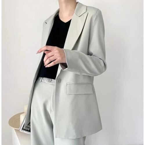Za Autumn OL Work Pants Suit Women Single Button Office lady Blazer Jacket Coat + Zip Trouser Blue 2 Piece Set Female Outwear