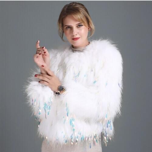 Women Fox Fur knitted Coat Jacket Thick Warm Kids Winter Clothes Lades Hand - knitting Coats