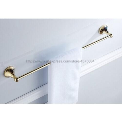 Towel Bars Single Rail Golden Brass Towel Holder Bath Shelf Towel Hanger Wall Mounted Bathroom Accessories Nba875