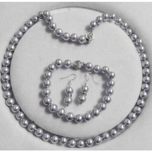 10mm White Gold Akoya Shell Pearl Round Beads Necklace Bracelet 925 Earrings AAA