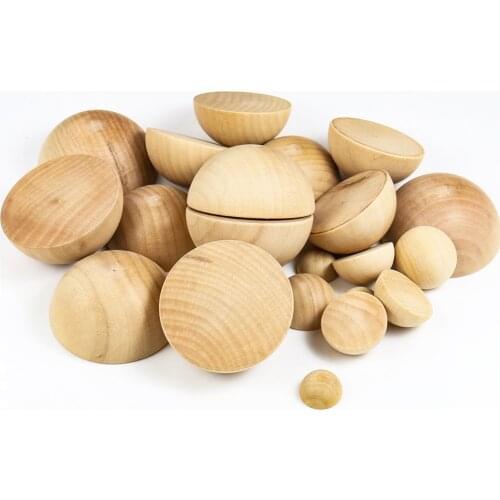 10pcs Natural Unfinished Half Wood Beads Balls Cabochon Semicircle No Hole Wooden Beads for Charm Jewelry Making 15mm-60mm