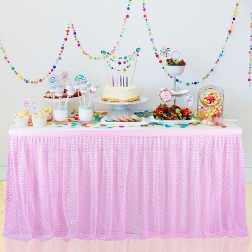 2019 NEW Design Kids Baby Shower Favor Birthday Party Table Decoration Props White Wedding Tulle Tutu Table Skirt Pink 3 Yard