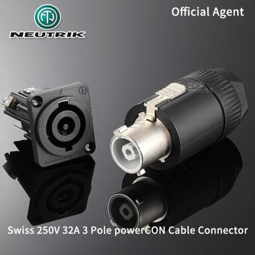 Neutrik powerCON 32 A 250V 3 Pole Cable Connector Plug and Socket 32A single-phase wires 2.5 to 6.0 mm² (AWG14-10) O.D. 8-20 mm