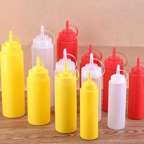 3Pcs Condiment Squeeze Bottles ,For Ketchup Mustard Mayo Hot Sauces Olive Oil Bottles Kitchen Gadget