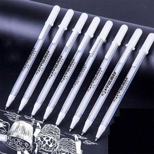 5pcs Gelly Roll White Ink 1MM Gel Pens Highlight Bright White Fineliner Pen Hook Line Pen Photo Album DIY Painting Markers Art