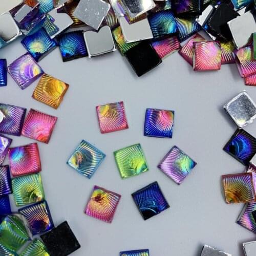 8mm Crystal AB Square Rhinestone Flatback Acrylic Crystal Stones Non Hotfix Scrapbook Strass Non Sewing Beads 500pcs -A38*5