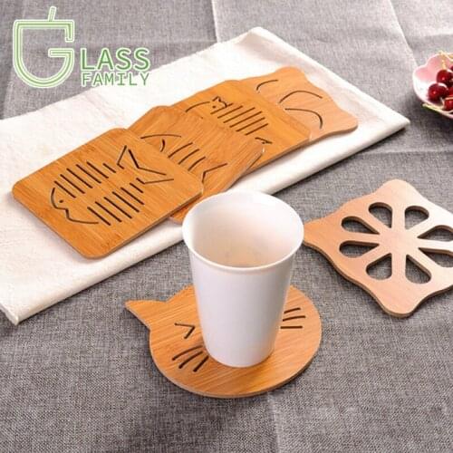 GF Bamboo Trivet Bamboo Hot Pads Placemats for Table Coasters Heat Resistant Mats for Bowl Teapot Dish Cups Modern Home Decor