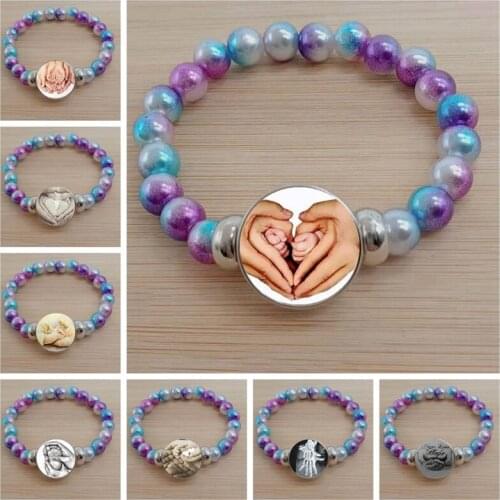 New family parent-child bracelet cabochon glass beads bracelet parent-child gift