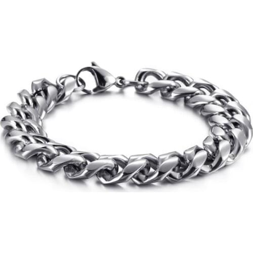 13mm Gold Black Cuban Chain For Men Women 16-25cm Stainless Steel Fashion Link Chain Wristband Jewellry Jewels Store