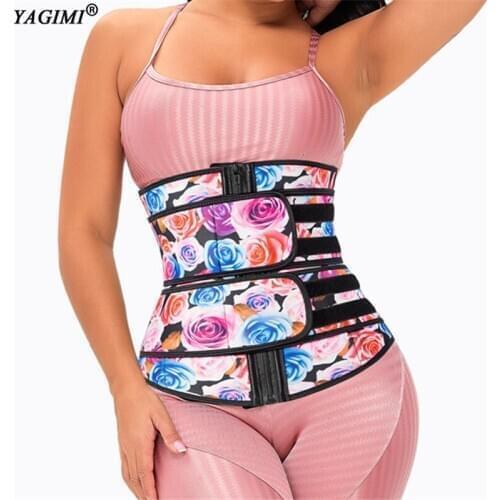 Flower Print Waist Trainer Sweat Belt Neoprene Body Shaper Corset Women Slimming Weight Lose Shaping Trimmer Shapewear Fajas