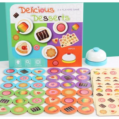 Wooden Dessert Matching Block Puzzle Educational Games Montessori Toy Logical Thinking Reaction Speed Training Toys For Kids