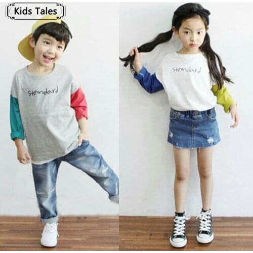 Fashion 2020 Spring Tops for Little Girls Clothes with Long Sleeves Letter T-shirts Boys Cotton T-shirts Children Tees SC074