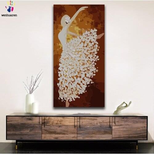 DIY colorings pictures by numbers with colors Thick knife painting girl picture drawing painting by numbers framed Home