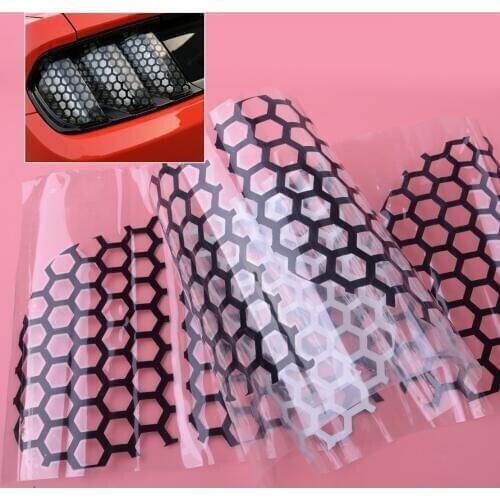 DWCX 6pcs/set Honeycomb PVC Car Rear Tail Light Decorative Decal Stickers Cover Decoration Fit For Ford Mustang 2015 2016 2017