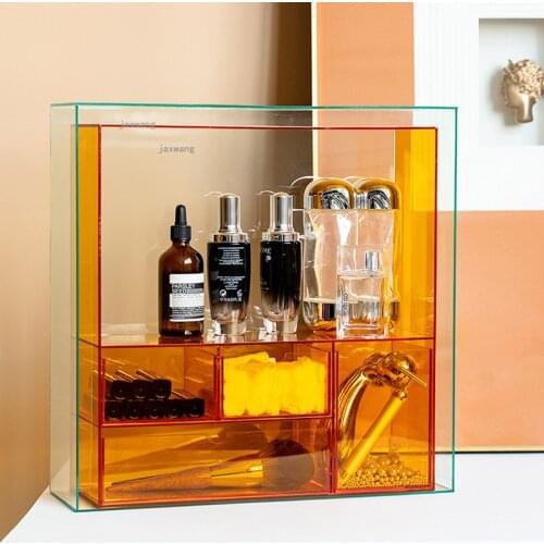 Cosmetic Acrylic Transparent Storage Box Desktop Makeup Brush Finishing Rack Dressing Table Lipstick Skin Care Product Container