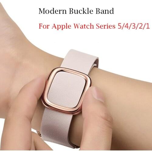 Leather loop bracelet Modern Buckle Band For Apple Watch Series 6 SE 5 4 3 2 bracelet Correa strap for iWatch 38mm 42mm 40 44mm