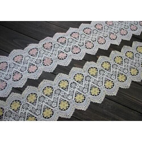 3 Meters Water Soluble Lace Trim Yellow Pink Wedding Embroidered Diy Handmade Patchwork Lace Fabric Sewing Supplies Crafts
