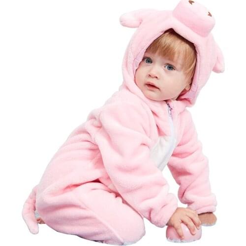 Cute Autumn Winter Baby Rompers Warm Long sleeve Baby Clothes Coral Fleece Girls Clothes Cartoon Jumpsuit Baby Boy Clothes