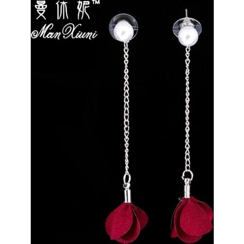 Fashion Korea Jewelry Red&Black Flower Pearl Long Tassel Lady Earrings Jewelry For Women Weddings Party Gifts EH1149