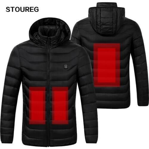 Men Winter Heated Jackets Windproof Warm Fleece Jeakets Hiking Jackets Outdoor Camping Skiing Clothes S-3XL