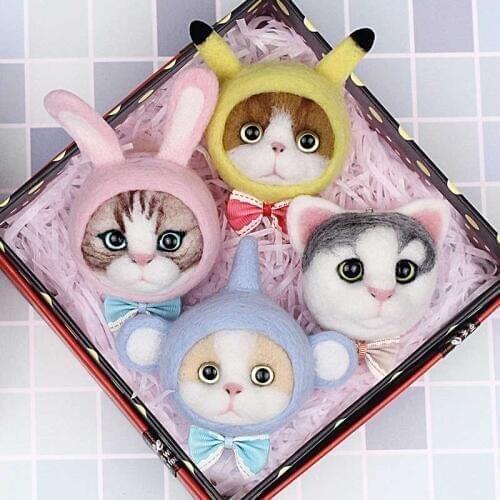Non finished DIY Animal Pet Wool Needle Felt Toy Doll Wool Felting Poked Needle Kit DIY Package Non-Finished Gift Easy Handcarft