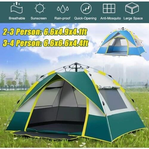 2-4 Person Fully Automatic Tent Camping Travel Family Rainproof Windproof Sunshade Awning Shelter Beach Easy Open Hiking Tents