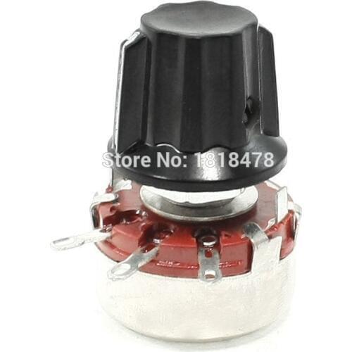 WTH118 47K ohm Single Turn Rotary Linear Taper Carbon Potentiometer Pot w Knob