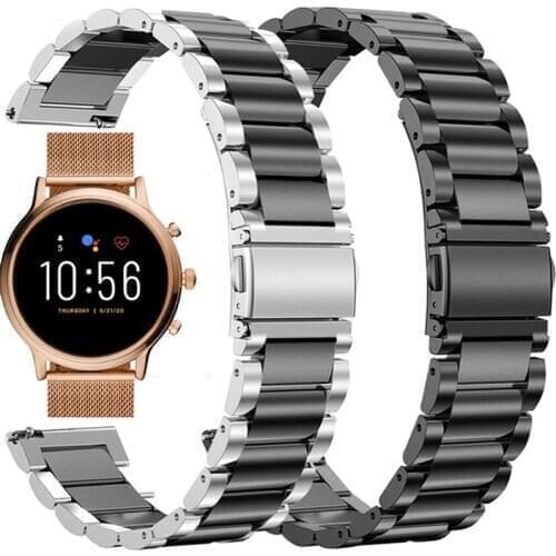 22mm Stainless Steel Straps For Fossil Q Explorist HR Gen 4 / Q Explorist Gen 3 Smart Watch Bands Watchband Wristband Belt Bands