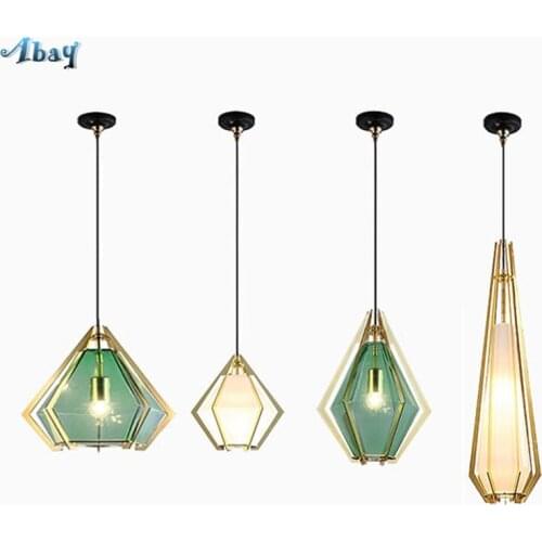 Nordic Restaurant Diamond Glass Pendant Lights Bedroom Bedside Bar Dining Room Table Bar Luxury Lamps Hanging Decor Fixtures