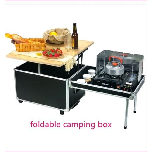 Outdoor roll camping table kitchen folding foldable picnic table set camping dining tourist table and chairs cooking supplies