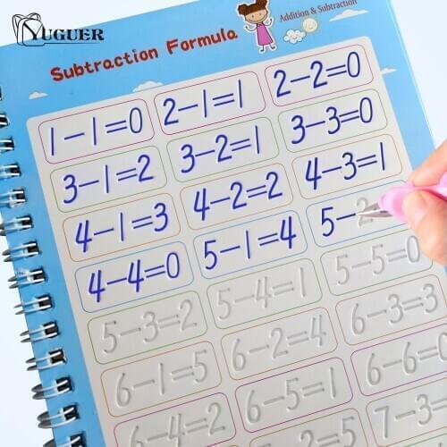 Reusable Copybook For Calligraphy Children Educational 3D Exercise BookDigital Learning Arithmetic Math Writing Books For Kids