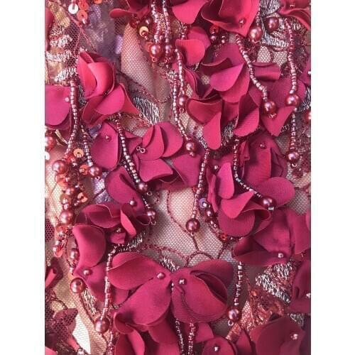 High-quality 3D applique with beads/exquisite heavy-duty bead embroidery/French tulle lace African lace fabric fashion dress