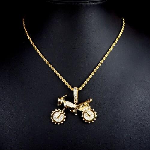 High-quality skull motorcycle hip-hop pendant rap necklace zircon inlaid new solid street cool hipster accessories