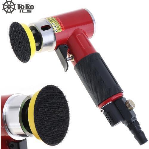 TORO-943A 2 Inch Straight Heart High-speed Mini Pneumatic Sanding Machine with Push Switch and Sanding Pad for Polishing
